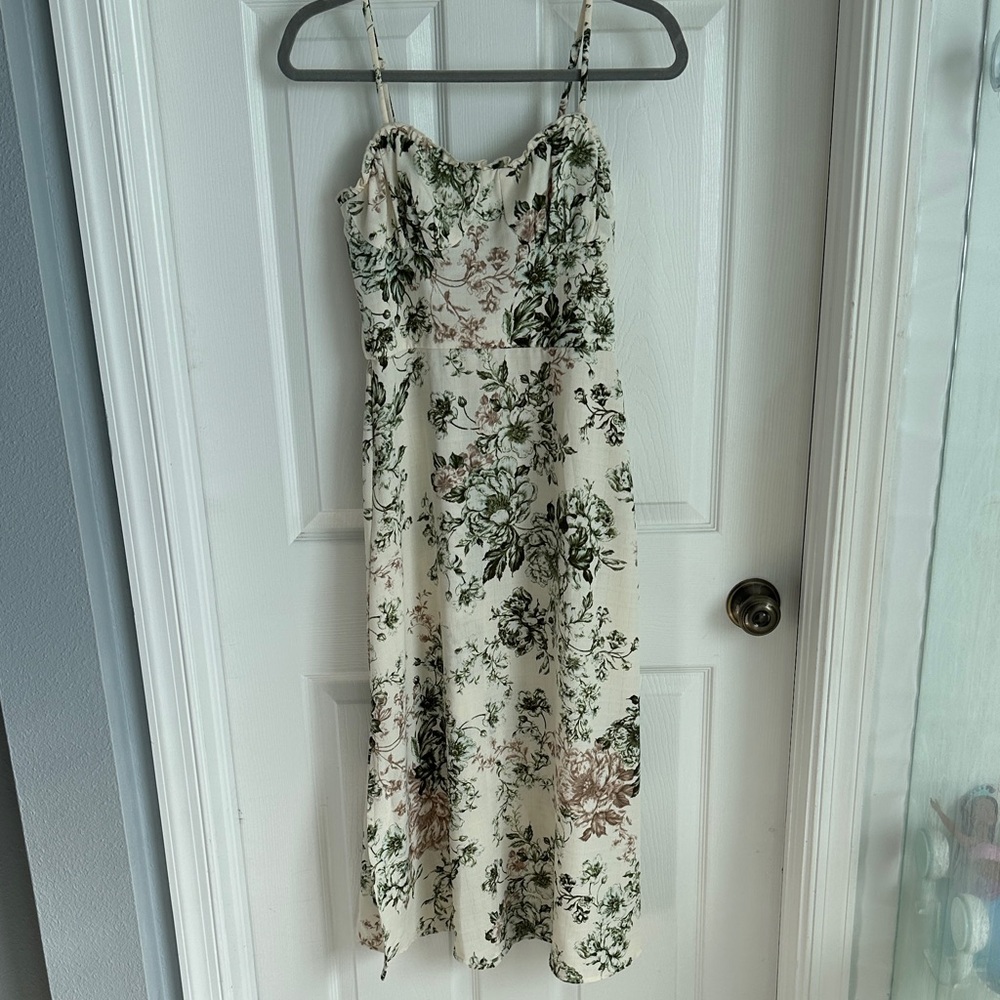 Speechless Green and Cream Floral Midi Dress